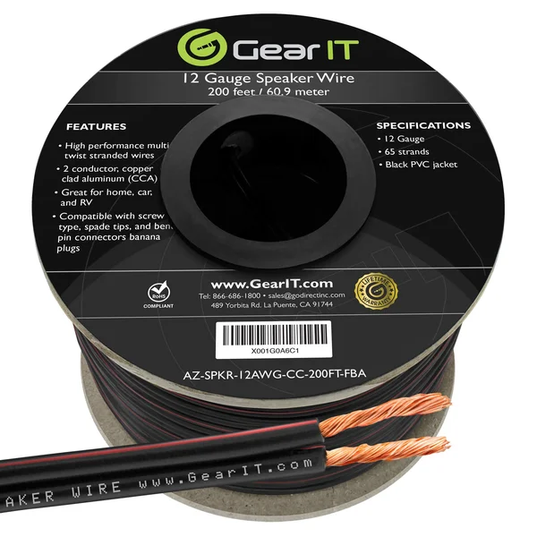 12AWG Speaker WIRE, Gearit Pro Series 12 Gauge Speaker Wire Cable 200 Feet, Use