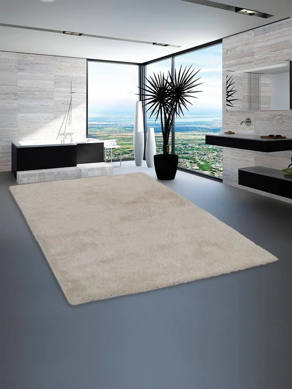 Glitzy Rugs UBSK00101T0031A11 6 x 9 ft. Hand Tufted Shag Polyester Solid Rectangle Area Rug White