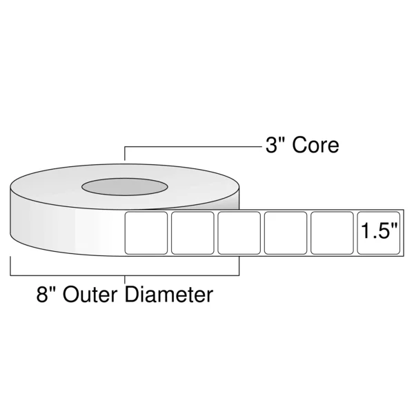 1.5x22 x 1.5x22 Weatherproof Thermal TRANSFER Labels, 1 Roll, 3x22 Core
