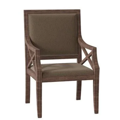 Gramercy Upholstered King Louis Back Arm Chair Fairfield Chair Body Fabric: 3160 Almond - Frame Color: Tobacco
