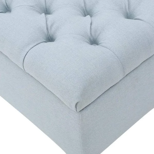 Noble House Ottilie Light Sky Blue Fabric Storage Bench