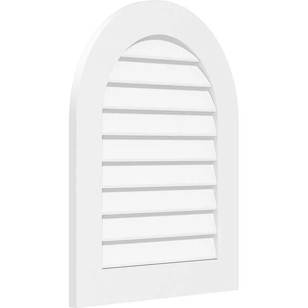 Ekena Millwork GVPRT40X4001SN 40x22W x 40x22H Round Top Surface Mount PVC Gable Vent: Non-Functional - w/ 3-1/2x22W x 1x22P Stand