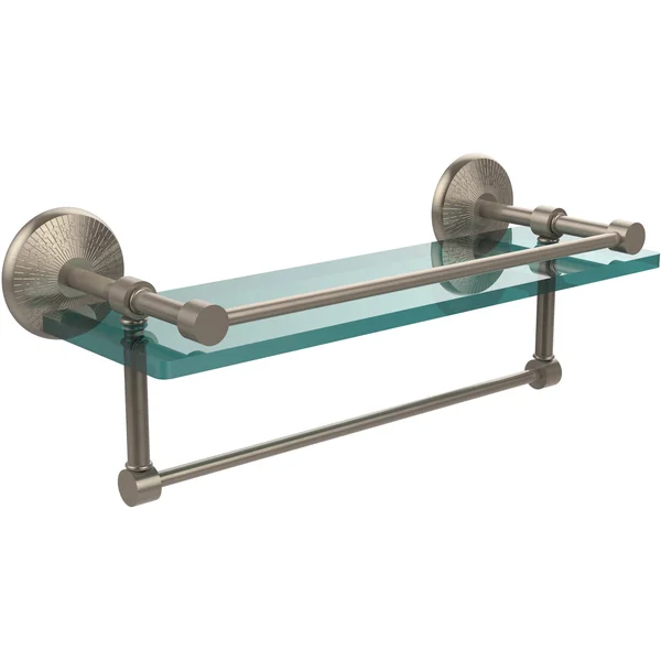 Allied Brass MC-1TB/16-GAL-BKM 16 inch Gallery Glass Shelf with Towel Bar, Matte Black