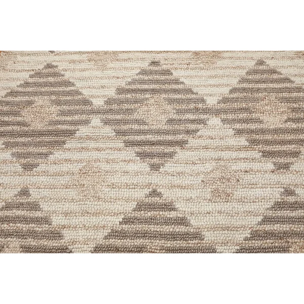 5&4x7&6 Hand Tufted 100%Wool Geometric Print Oriental Area Rug Beige - Tan Color - 5&4x22 x 7&6x22 - Tan/Beige