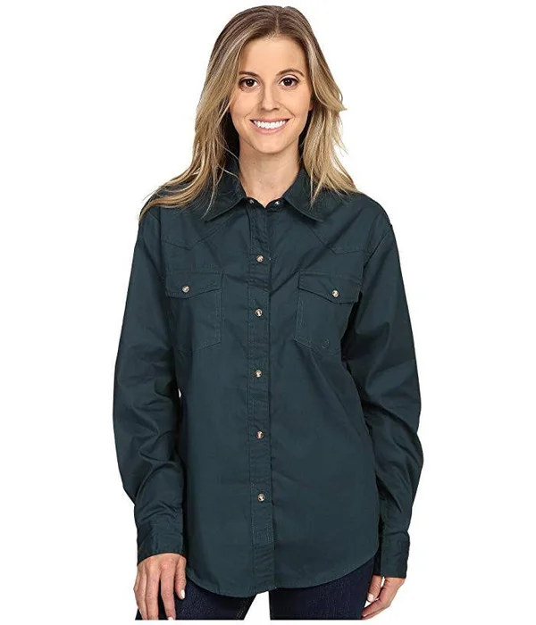 Roper Western Shirt Women L/S Snap Solid 03-050-0265-1068 Gr Green