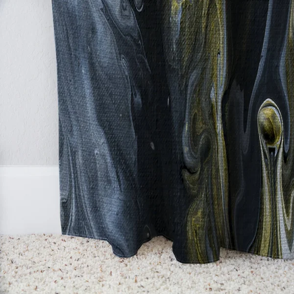 Designart &White - Grey and White Hand Painted Marble Acrylic& Mid-CenturyCurtain Panel - 52 in. Wide x 84 in. High - 1 Panel