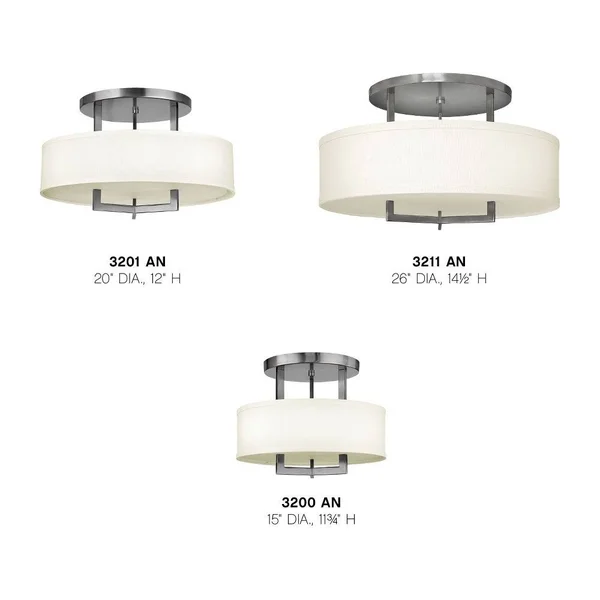 Hinkley 3201AN-LED - Hampton Semi-Flush Mount - Antique Nickel