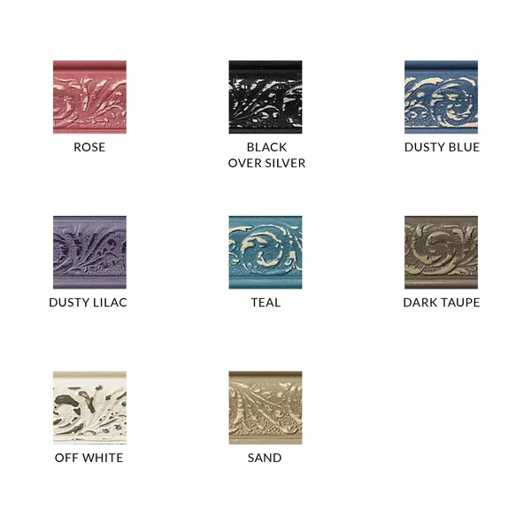 Modern Baroque Embossed Frame in Dusty Blue - 13x22 x 19x22