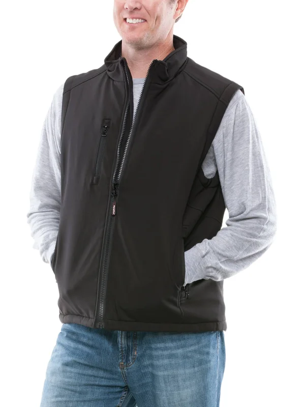 Refrigiwear Men's Warm Insulated Softshell Vest with Micro-Fleece Lining (Black, Medium)