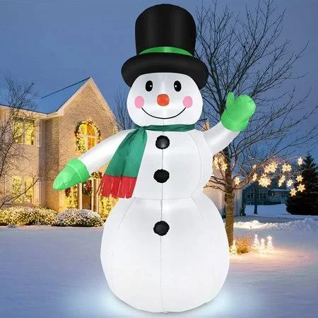 7 Feet Inflatable Snowman Outdoor Holiday Yard Decorations - Blow Up Snow Man with LED Lights, Christmas Decorations Inflatables