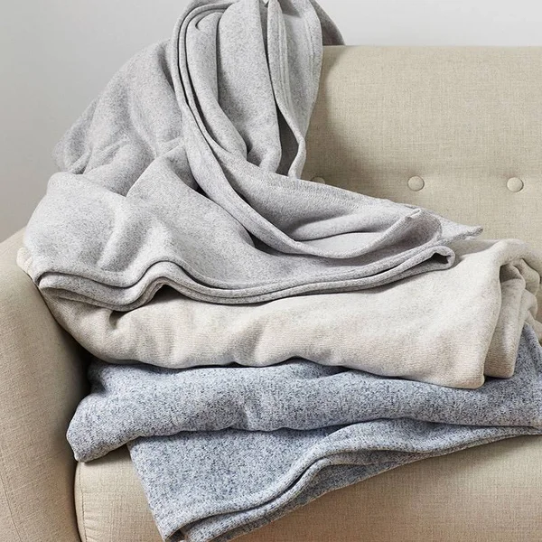 The Company Store Sweatshirt Knit Navy Full/Queen Reversible Blanket, Blue