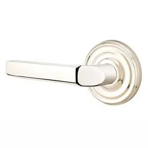 Brass Classic Hardware - Half Dummy Left Handed Milano Door Lever with Regular Rose in Polished Nickel - 8050M.HALF.US14-LH - Em