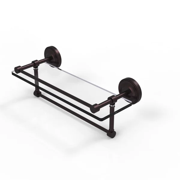 Allied Brass 16x22 Gallery Glass Shelf with Towel Bar Antique Pewter