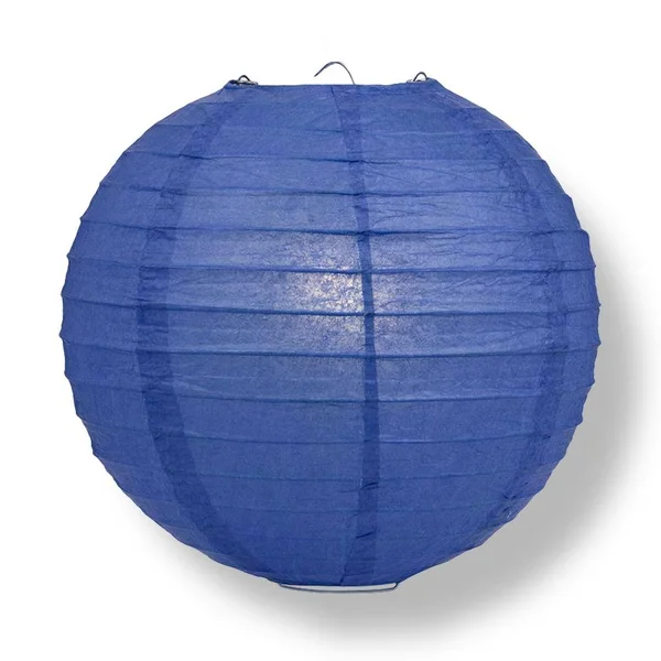 36 inch Dark Blue Jumbo Parallel Ribbing Round Paper Lantern - Single Lantern