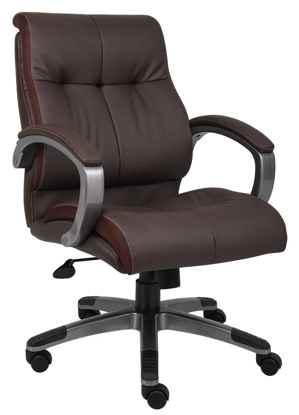 Boss Double Plush Mid Back Executive Chair, Brown, 20 x 20
