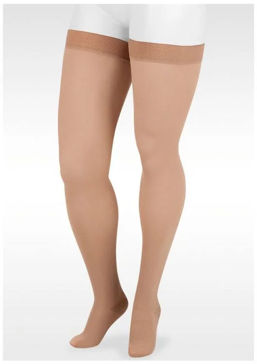 Juzo Dynamic 20-30 mmHg Open Toe Thigh High w/ Silicone Top Band - IV, Short, Black