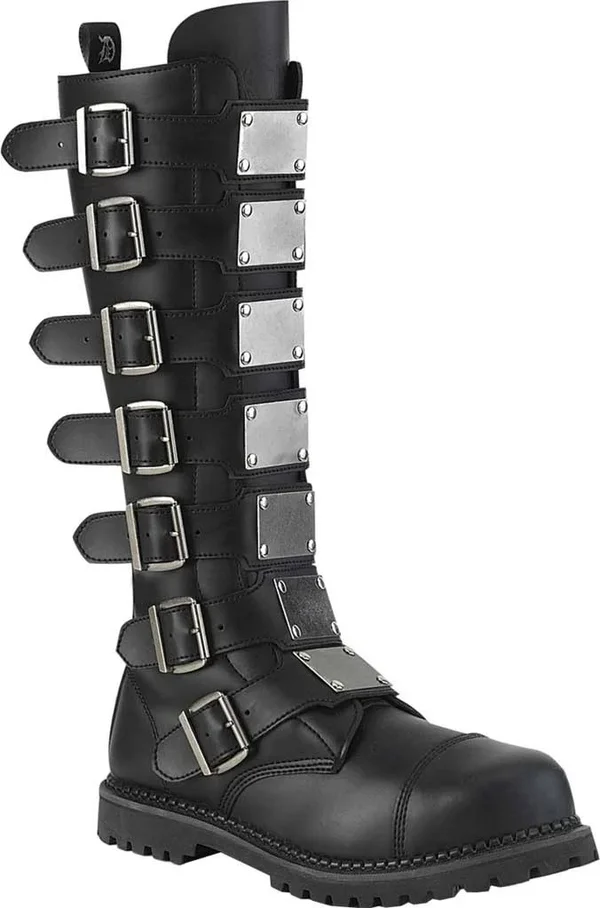 Demonia - Unisex Riot-21MP Boots Black Vegan - Size-12