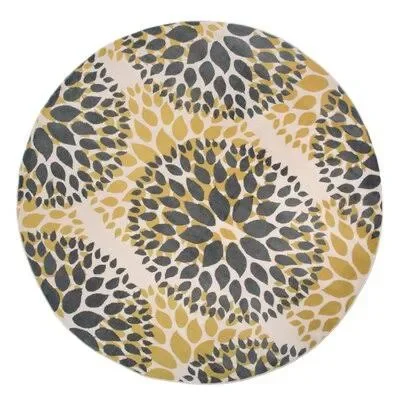 Wrought Studio Beaudette Floral Yellow/Gray Area Rug - Size: Round 6&6 inch