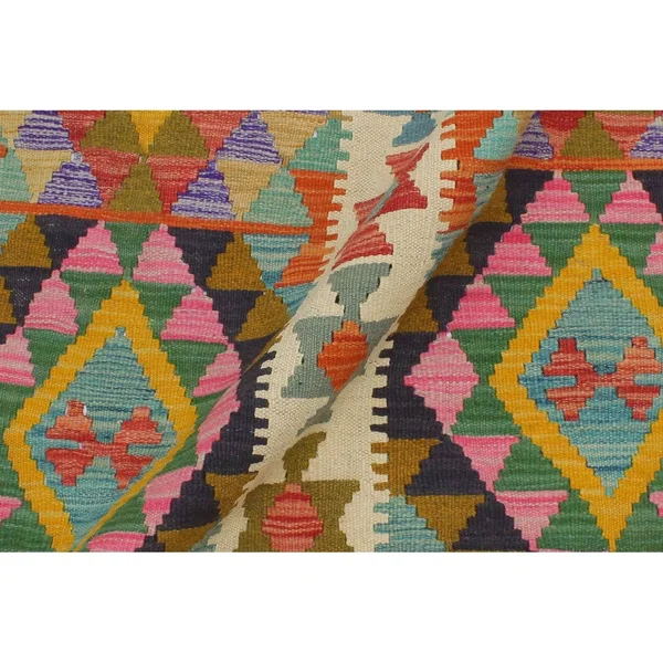 Geometric Kilim Marcellu Beige Gold Hand Woven Area Rugs