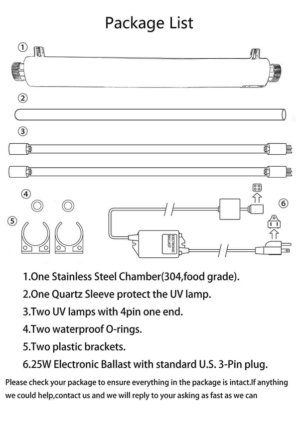 HQUA-OWS-6 Ultraviolet Water Purifier Sterilizer Filter for Whole House Water PU