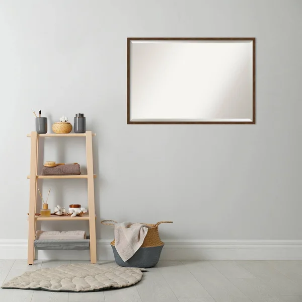 Amanti Art Carlisle 19 in. x 25 in. Rustic Rectangle Framed Brown Narrow Bathroom Vanity Wall Mirror, Matte Brown