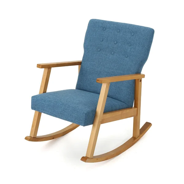 Christopher Knight Home Harvey Mid Century Modern Fabric Rocking Chair by, Blue