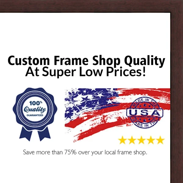 CustomPictureFrames.com 26x32 - 26 x 32 Walnut Flat Solid Wood Frame with UV Framer&s Acrylic & Foam Board Backing - Great f