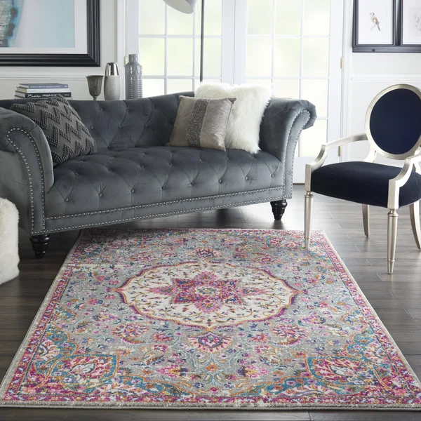 Nourison Passion PSN22 Area Rug - Grey/Multi, 8& Round
