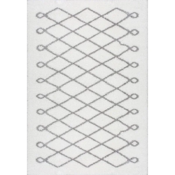nuLOOM Stasia Diamond Shag Baby Pink 3 ft. x 8 ft. Runner Rug