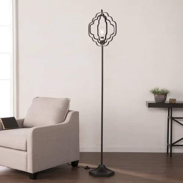 Southern Enterprises Lysander Black Geometric Floor Lamp