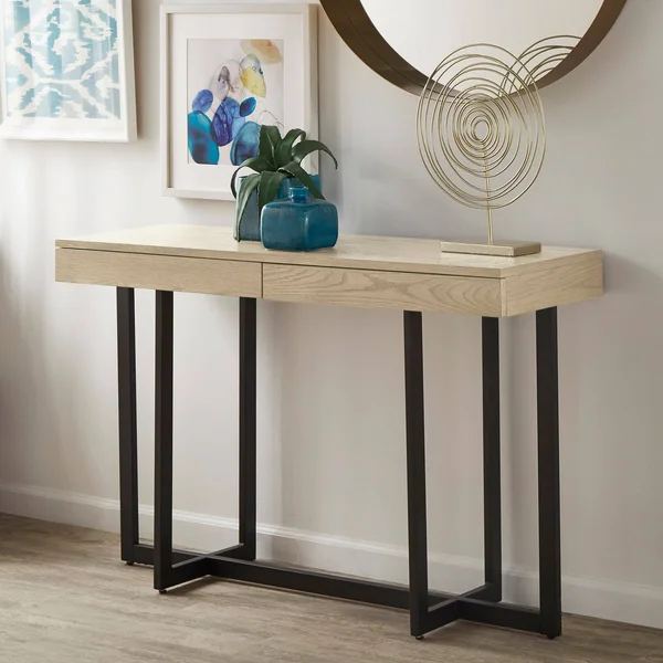Eldersley Wood Finish Sofa Table with Two Drawers by Inspire Q Modern - Black Finish