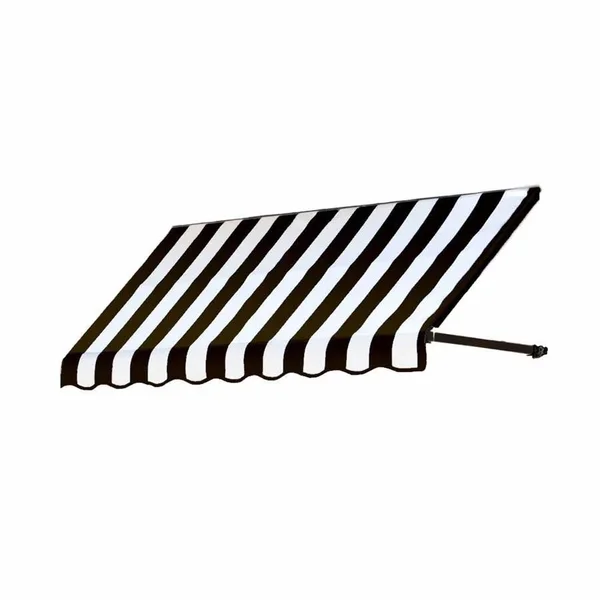 Awntech Dallas Retro 52.5-in Wide x 30-in Projection Black/White Striped Striped Open Slope Window/Door Fixed Awning, ER1030-L