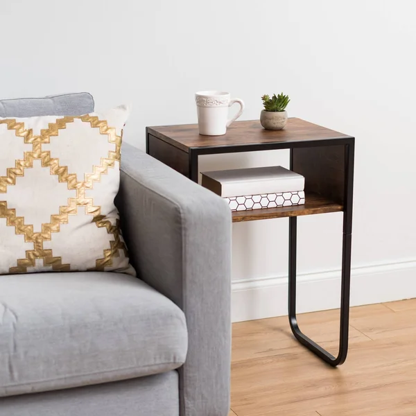 Iris USA, Inc. Brown A-Shape Wood and Metal Side Table
