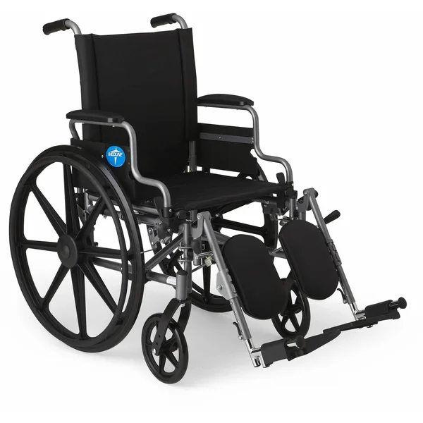 Medline K4 Basic Lightweight Wheelchair, 18 Wide Seat, Desk-Length Arms, Elevating Leg Rests