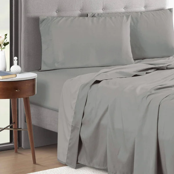Lanwood Microfiber Sheet Set - King, Light Gray with POLYGIENE