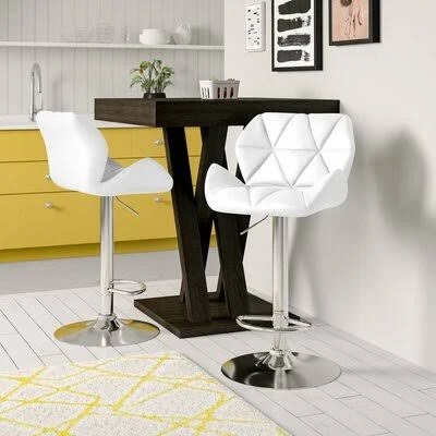 Maskell Swivel Adjustable Height Extra Tall Stool George Oliver Upholstery: White