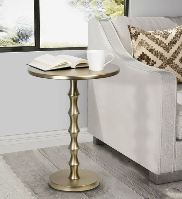 Plated Gold Finish Metal Accent Table 26.75x22