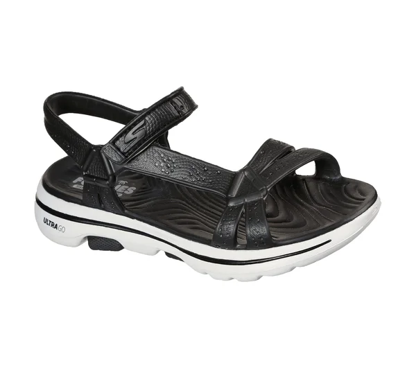 Skechers Women's Cali Gear GOwalk 5 Tahiti Walking Sandal, Black/White