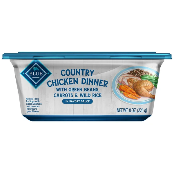 Blue Buffalo Country Chicken Dinner with Green Beans, Carrots and Wild Rice Dog Food Tray 8oz, Case of 8