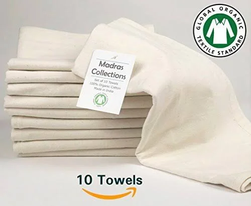 Madras Collections Organic Cotton Kitchen Vintage Flour Sack Kitchen Dish Towel, Commercial Restaurant Grade, Kitchen Towels, CR