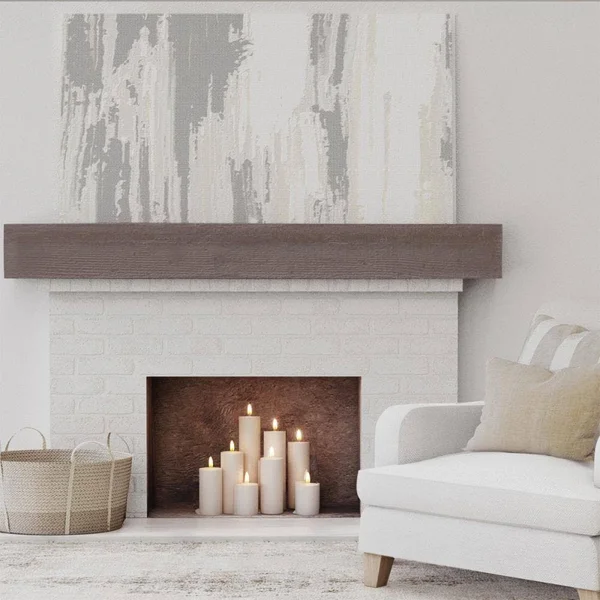 Ekena Millwork MANURS04X08X48AE 4x22H x 8x22D x 48x22W Rough Sawn Faux Wood Fireplace Mantel - Aged Pecan