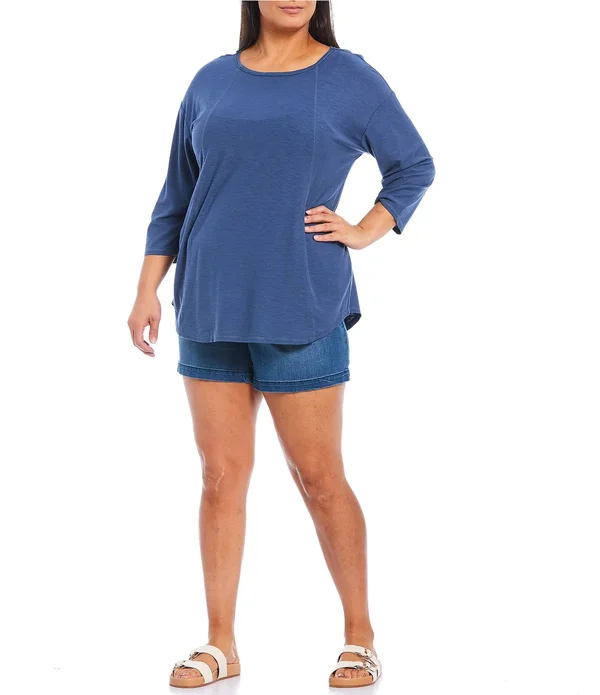 Westbound Plus Size 34 Sleeve Seam Solid Cotton Blend Tee, Womens, 2X, Antique Green - Dillard&s Exclusive