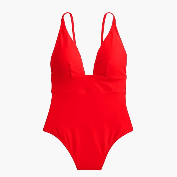 J.Crew Womens Deep V-Neck French One-Piece Swimsuit (Size 14)