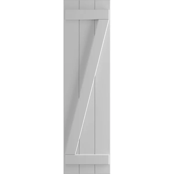 Ekena Millwork TFP102BBF16X075PR 16 1/8x22W x 75x22H True Fit PVC Three Board Joined Board-n-Batten Shutters w/Z-Bar, Primed (Pe