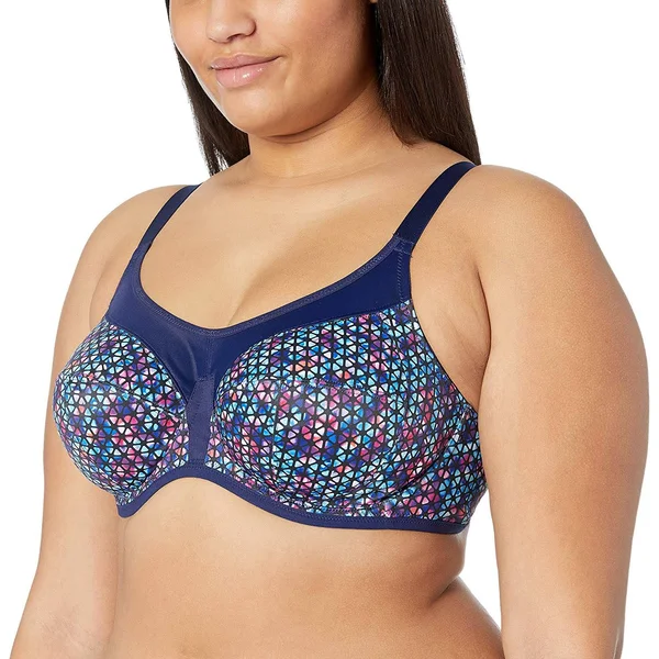 Elomi Energise Underwire Sports Bra with J Hook, Navy Geo