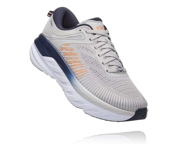 Hoka One One Bondi 7 Wide 7.5 - Lunar Rock/Black Iris LRBI (Women's)
