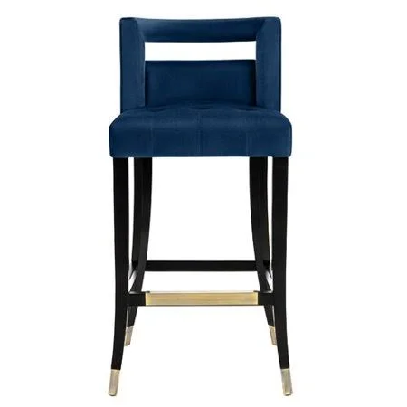 Everly Quinn Cain Bar & Counter Stool Seat Height: Bar Stool (30x22 Seat Height) - Upholstery: Navy