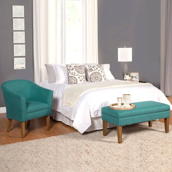 Porch & den Kingswell Teal Chunky Textured Accent Chair