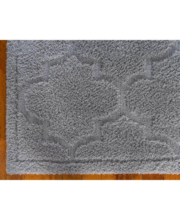 Unique Loom Traditional Trellis Shag Runner Rug - 2& 7 x 10& - Gray