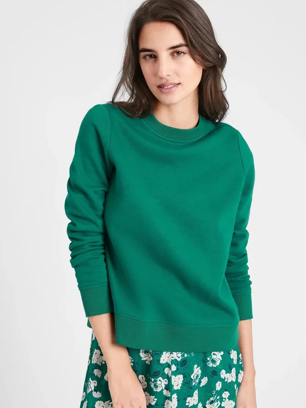 Women's Fleece Crew-Neck Sweatshirt Evergreen